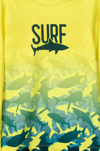 CONJUNTO DE BAÑO MIC CON MANGA LARGA VERDE Y AMARILLO PARA NIÑO