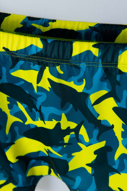 CONJUNTO DE BAÑO MIC CON MANGA LARGA VERDE Y AMARILLO PARA NIÑO