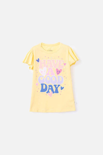 CAMISETA DE MIC MANGA CORTA AMARILLA PARA NIÑA
