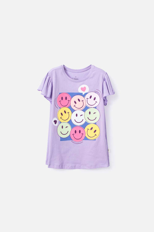 CAMISETA DE MIC MANGA CORTA LILA PARA NIÑA