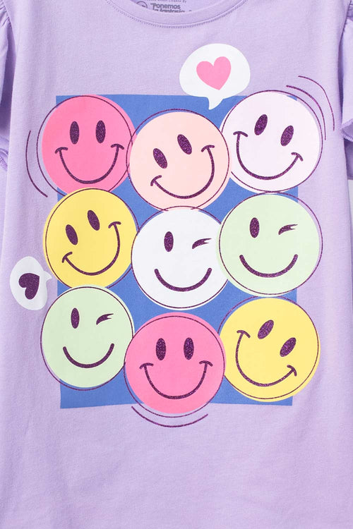 CAMISETA DE MIC MANGA CORTA LILA PARA NIÑA