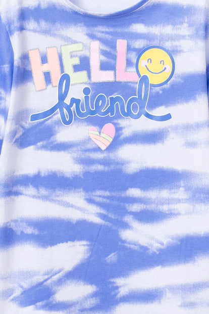 CAMISETA DE MIC MANGA CORTA BLANCO Y AZUL PARA NIÑA