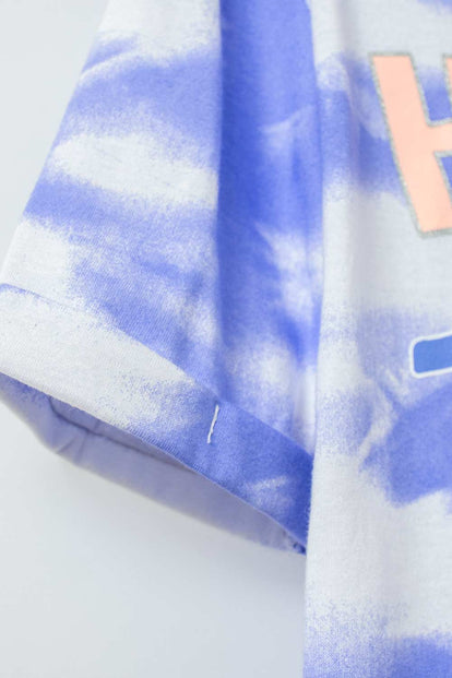 CAMISETA DE MIC MANGA CORTA BLANCO Y AZUL PARA NIÑA