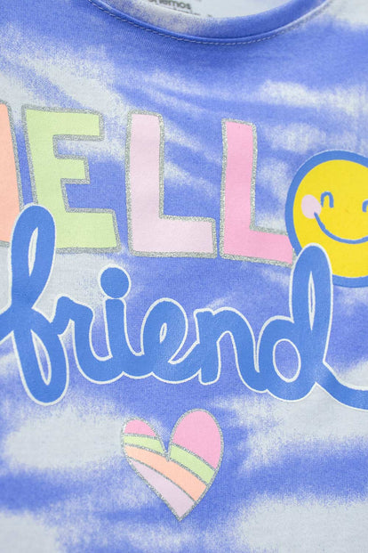 CAMISETA DE MIC MANGA CORTA BLANCO Y AZUL PARA NIÑA