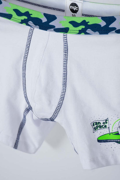 PACK X2 BOXER DE MIC BLANCO Y VERDE PARA NIÑO