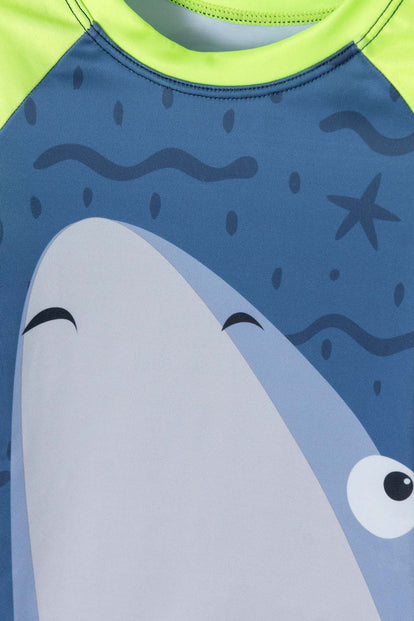 CONJUNTO DE BAÑO LITTLEMIC MANGA LARGA AZUL Y VERDE PARA NIÑO