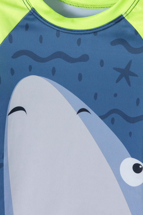 CONJUNTO DE BAÑO LITTLEMIC MANGA LARGA AZUL Y VERDE PARA NIÑO