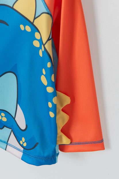 CONJUNTO DE BAÑO LITTLEMIC MANGA LARGA NARANJA Y AZUL PARA BEBÉ NIÑO