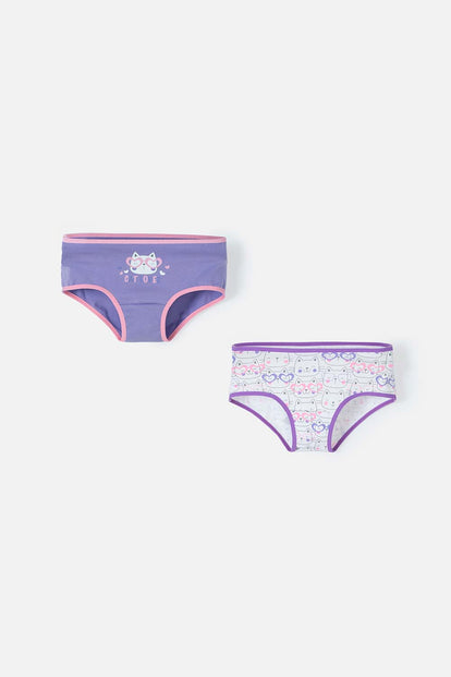 PACK X2 PANTIES DE MIC MORADO Y BLANCO PARA NIÑA