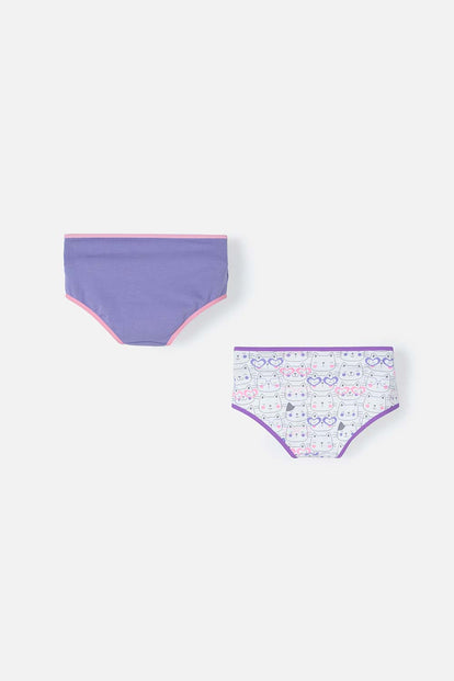 PACK X2 PANTIES DE MIC MORADO Y BLANCO PARA NIÑA