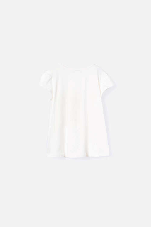 CAMISETA LITTLEMIC MANGA CORTA MARFIL PARA NIÑA 2T A 5T