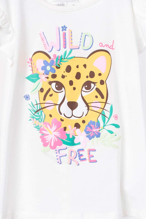 CAMISETA LITTLEMIC MANGA CORTA MARFIL PARA NIÑA 2T A 5T