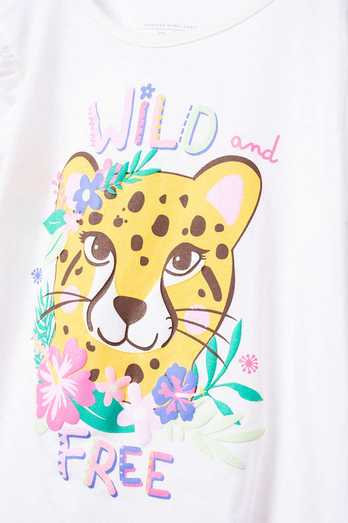 CAMISETA LITTLEMIC MANGA CORTA MARFIL PARA NIÑA 2T A 5T