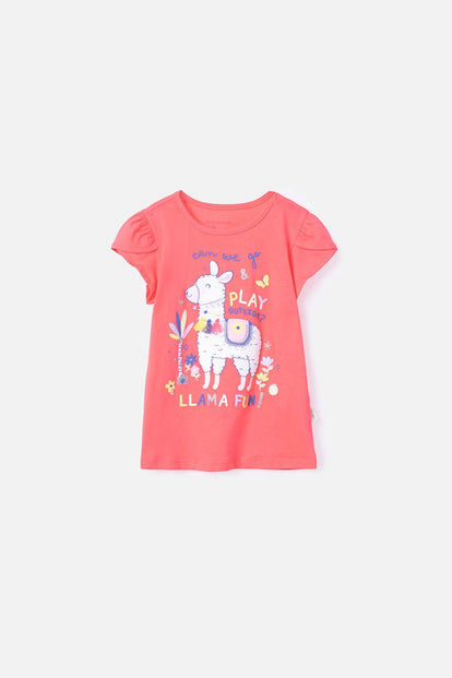 CAMISETA LITTLEMIC MANGA CORTA CORAL PARA NIÑA 2T A 5T