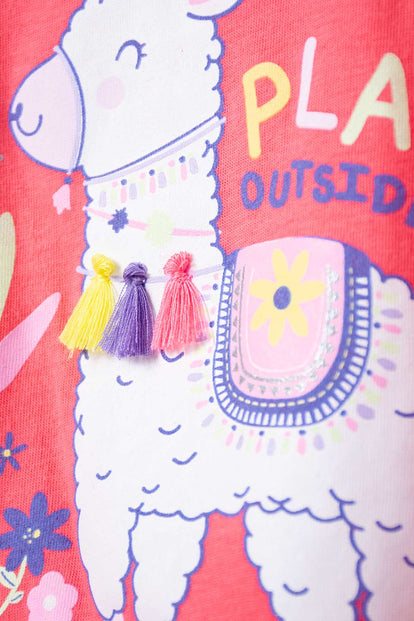 CAMISETA LITTLEMIC MANGA CORTA CORAL PARA NIÑA 2T A 5T