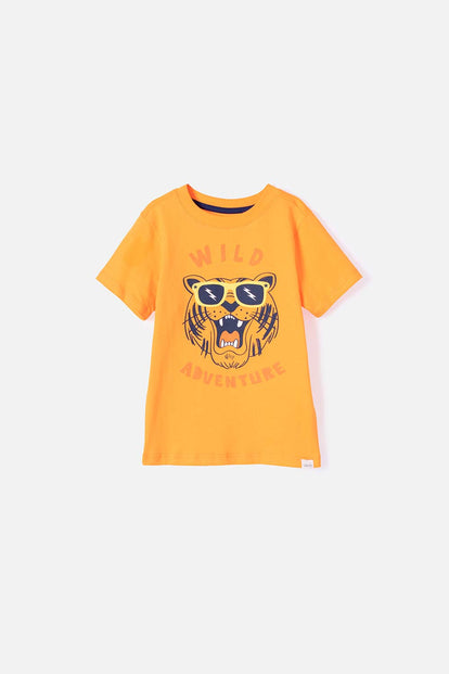 CAMISETA LITTLEMIC MANGA CORTA NARANJA PARA NIÑO 2T A 5T