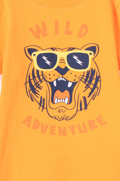 CAMISETA LITTLEMIC MANGA CORTA NARANJA PARA NIÑO 2T A 5T