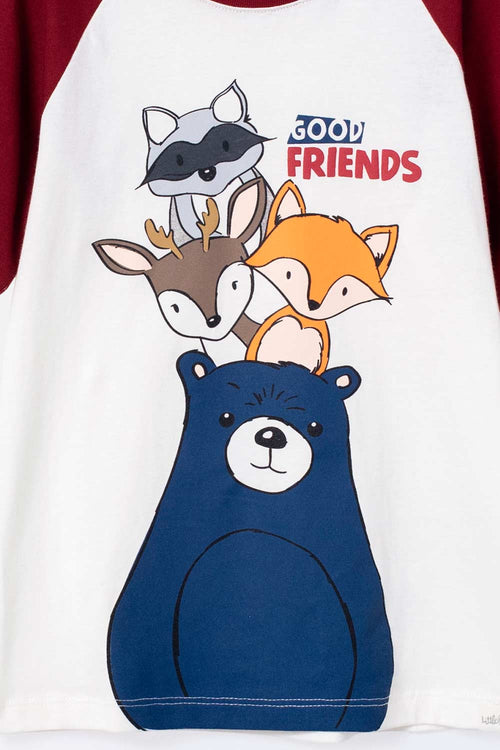 CAMISETA LITTLEMIC MANGA CORTA ROJA Y MARFIL PARA NIÑO 2T A 5T