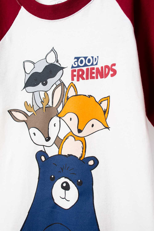 CAMISETA LITTLEMIC MANGA CORTA ROJA Y MARFIL PARA NIÑO 2T A 5T