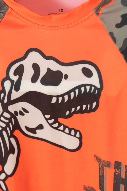 CONJUNTO DE BAÑO MIC MANGA LARGA NARANJA PARA NIÑO