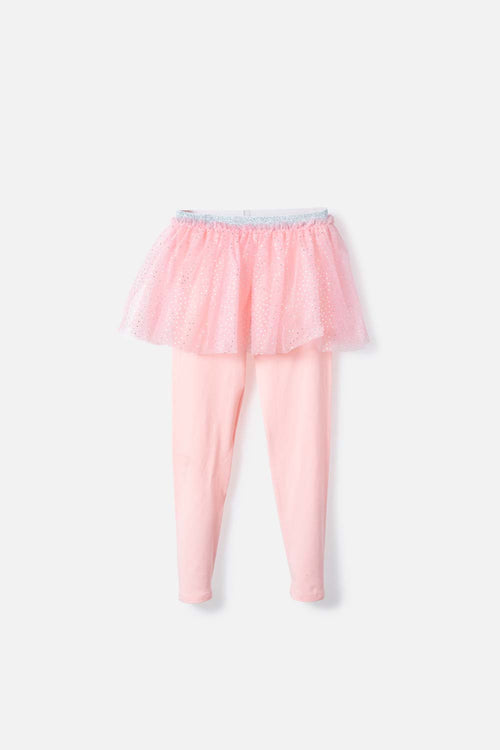 LEGGINS DE MIC CON TUTÚ  PALO DE ROSA PARA NIÑA