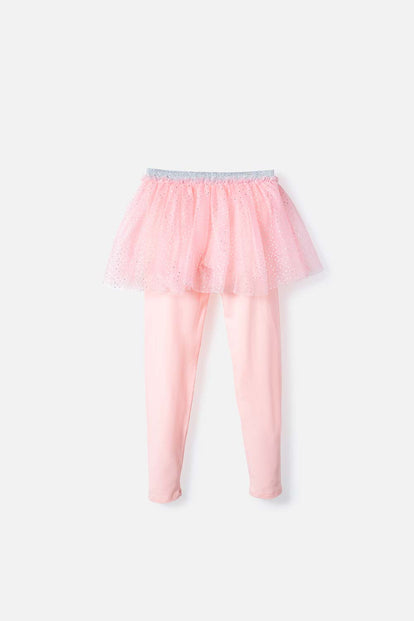 LEGGINS DE MIC CON TUTÚ  PALO DE ROSA PARA NIÑA