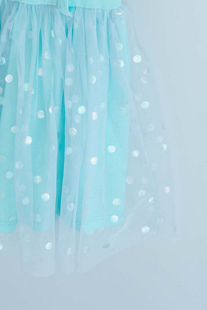 VESTIDO DE LITTLE MIC  CON TULL AZUL PARA NIÑA 2T A 5T