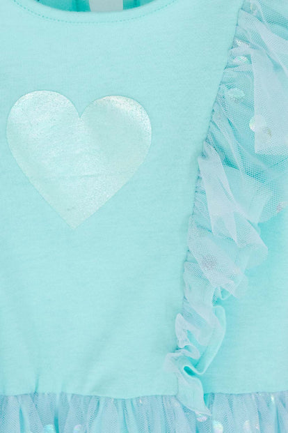 VESTIDO DE LITTLE MIC  CON TULL AZUL PARA NIÑA 2T A 5T