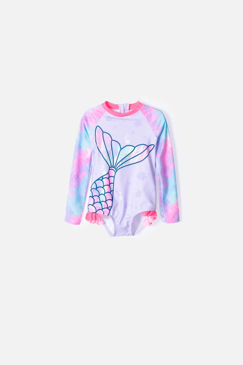 VESTIDO DE BAÑO LITTLEMIC MANGA LARGA PARA NIÑA 2T A 5T