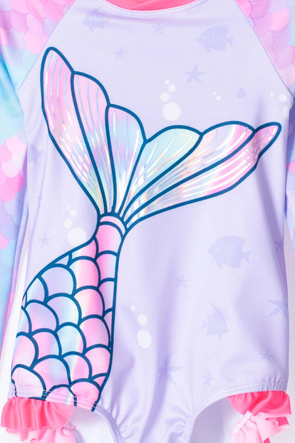 VESTIDO DE BAÑO LITTLEMIC MANGA LARGA PARA NIÑA 2T A 5T