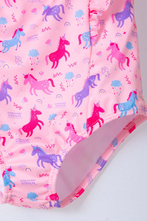 VESTIDO DE BAÑO LITTLEMIC CON GORRO ROSADO Y FUCSIA PARA BEBÉ NIÑA