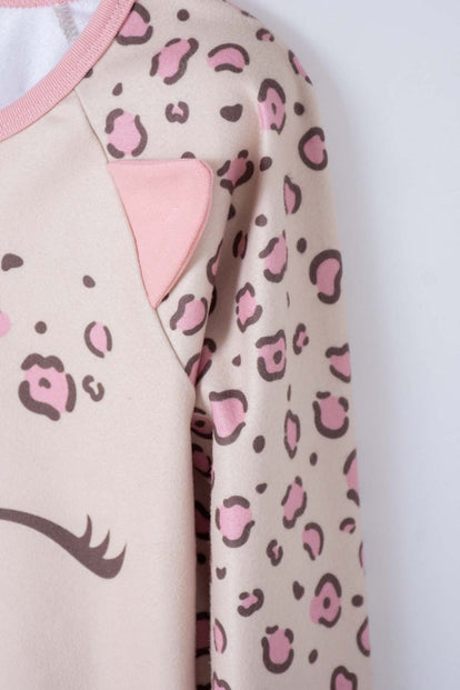 PIJAMA DE MIC CON PANTALÓN LARGO  PALO DE ROSA PARA NIÑA