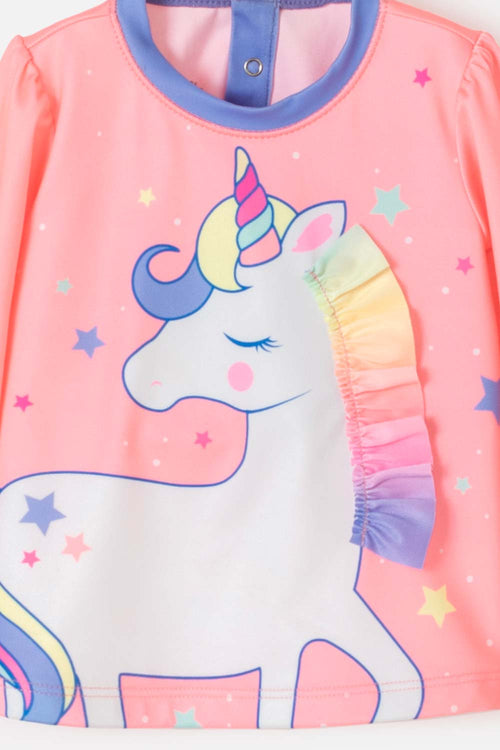 CONJUNTO BAÑO LITTLEMIC MANGA LARGA MULTICOLOT PARA BEBÉ NIÑA