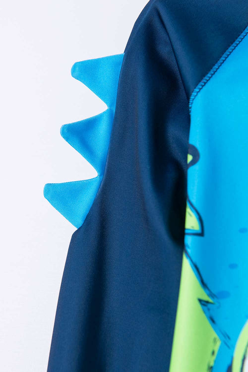 CONJUNTO DE BAÑO LITTLEMIC AZUL/VERDE MANGA LARGA PARA NIÑO