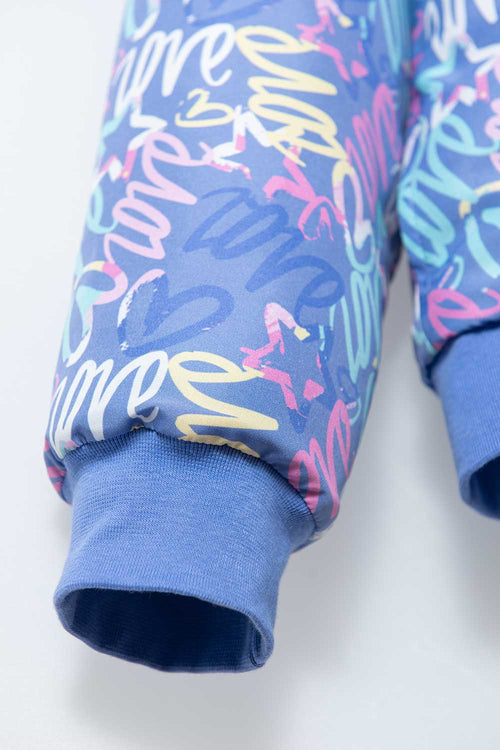 CHAQUETA DE MIC CON CIERRE Y CAPUCHA AZUL PARA NIÑA