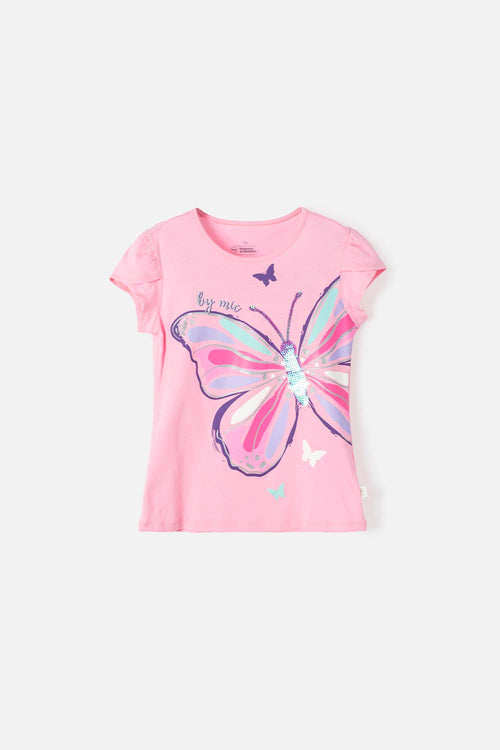 CAMISETA MIC DE MANGA CORTA ROSADO PARA NIÑA