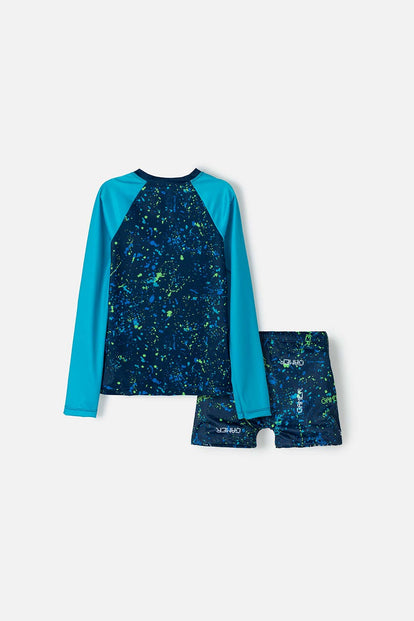 CONJUNTO DE BAÑO MIC MANGA LARGA AZUL PARA NIÑO