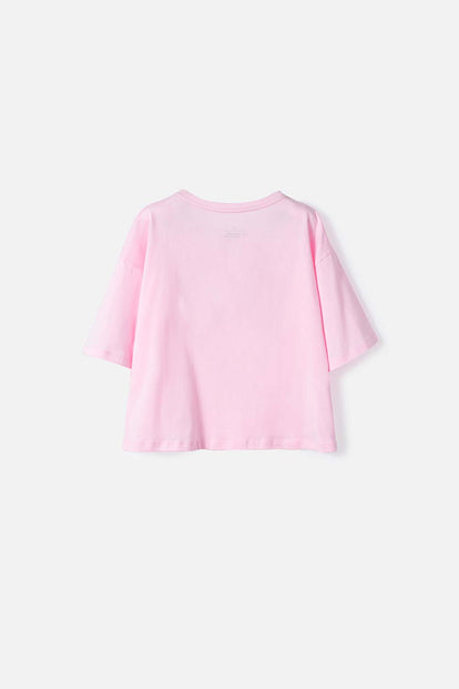 CAMISETA DE MIC MANGA CORTA ROSADA PARA NIÑA