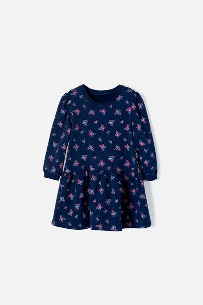 VESTIDO DE LITTLEMIC MANGA LARGA AZUL PARA NIÑA 2T A 5T