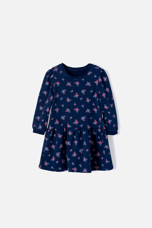 VESTIDO DE LITTLEMIC MANGA LARGA AZUL PARA NIÑA 2T A 5T