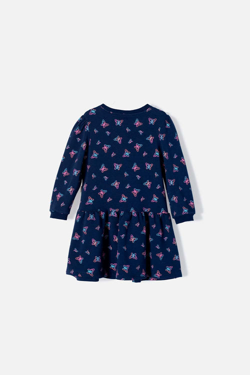 VESTIDO DE LITTLEMIC MANGA LARGA AZUL PARA NIÑA 2T A 5T