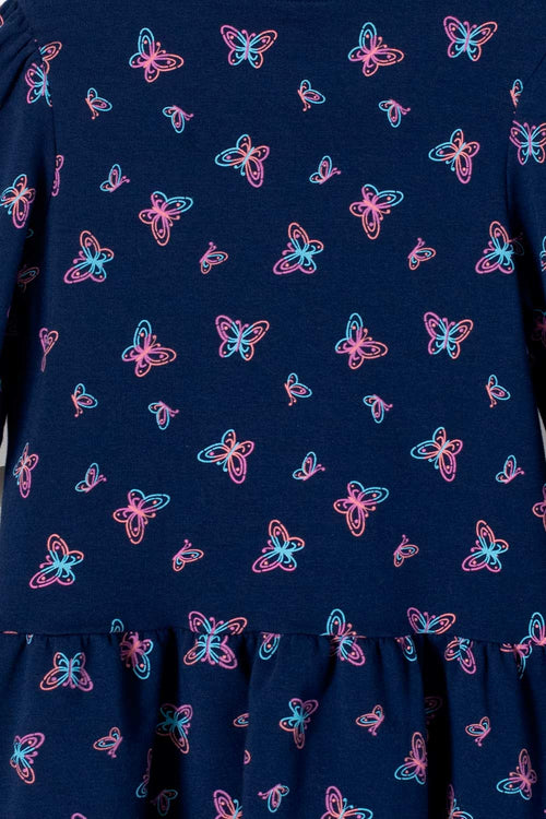 VESTIDO DE LITTLEMIC MANGA LARGA AZUL PARA NIÑA 2T A 5T