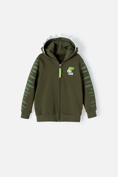  BUZO DE LITTLEMIC CON CAPUCHA VERDE MILITAR PARA NIÑO 2T A 5T