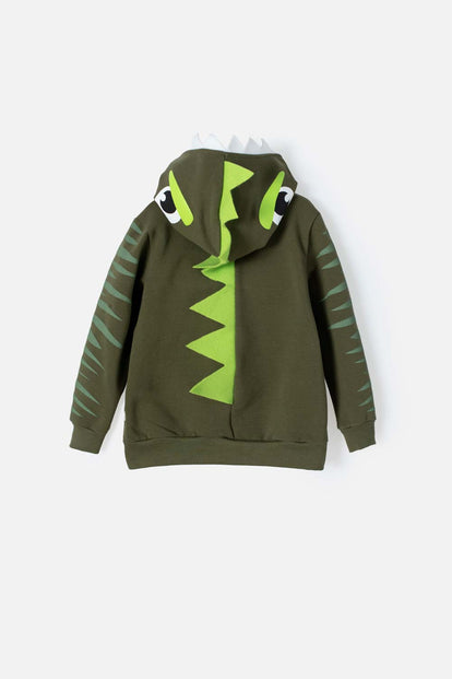  BUZO DE LITTLEMIC CON CAPUCHA VERDE MILITAR PARA NIÑO 2T A 5T