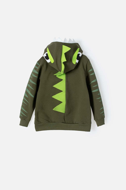 BUZO DE LITTLEMIC CON CAPUCHA VERDE MILITAR PARA NIÑO 2T A 5T
