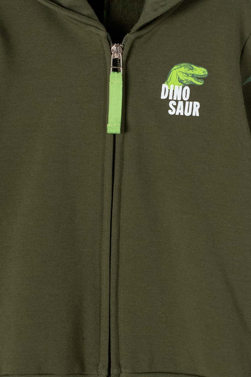 BUZO DE LITTLEMIC CON CAPUCHA VERDE MILITAR PARA NIÑO 2T A 5T