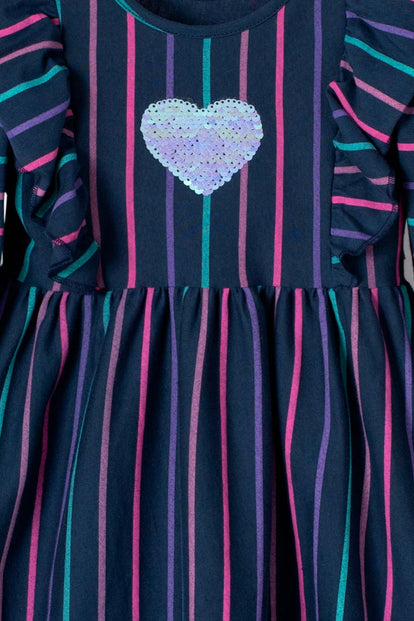 VESTIDO DE LITTLEMIC MANGA LARGA DE RAYAS MULTICOLOR PARA NIÑA
