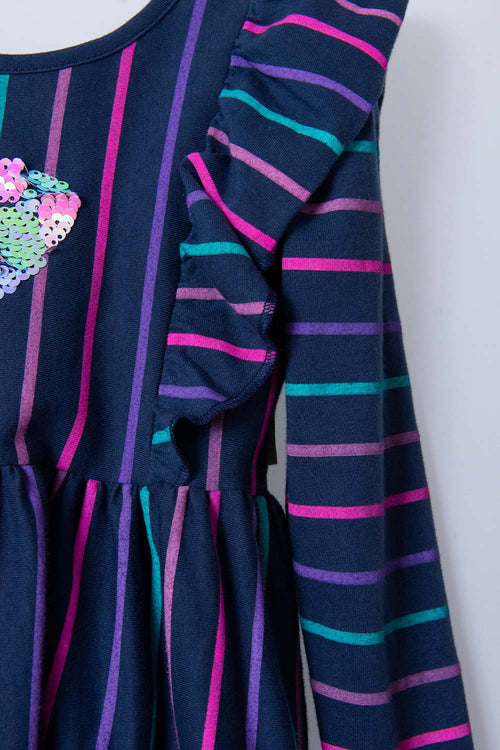 VESTIDO DE LITTLEMIC MANGA LARGA DE RAYAS MULTICOLOR PARA NIÑA