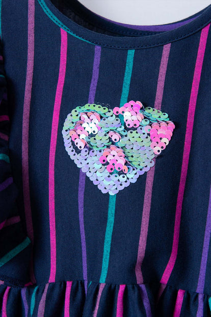 VESTIDO DE LITTLEMIC MANGA LARGA DE RAYAS MULTICOLOR PARA NIÑA