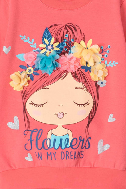 BUZO DE LITTLEMIC CUELLO REDONDO CORAL PARA NIÑA